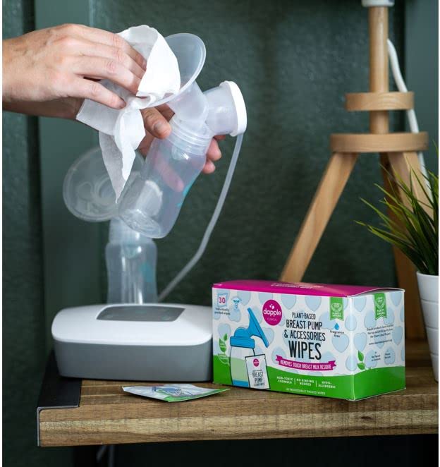 Breast Pump Wipes By Dapple Baby, Hypoallergenic & Powered By Plants, Removes Milk Residue, Leaves No Taste, Singles, Fragrance