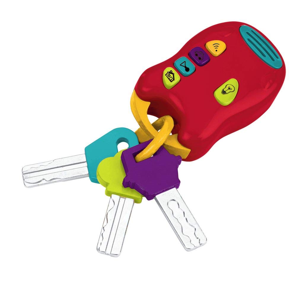 Battat - Toy Keys Set - 3 Keys & Remote With 4 Fun Sounds - Mini Flashlight - Toy Car Keys With Fob For Baby, Toddler - 10 Month