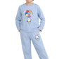 Seher Threads Kids Nightwear Set, Multiple Colors and Prints, Long Sleeve Top and Pyjama Pants (Sky Blue  Kitty, 1012 Year)