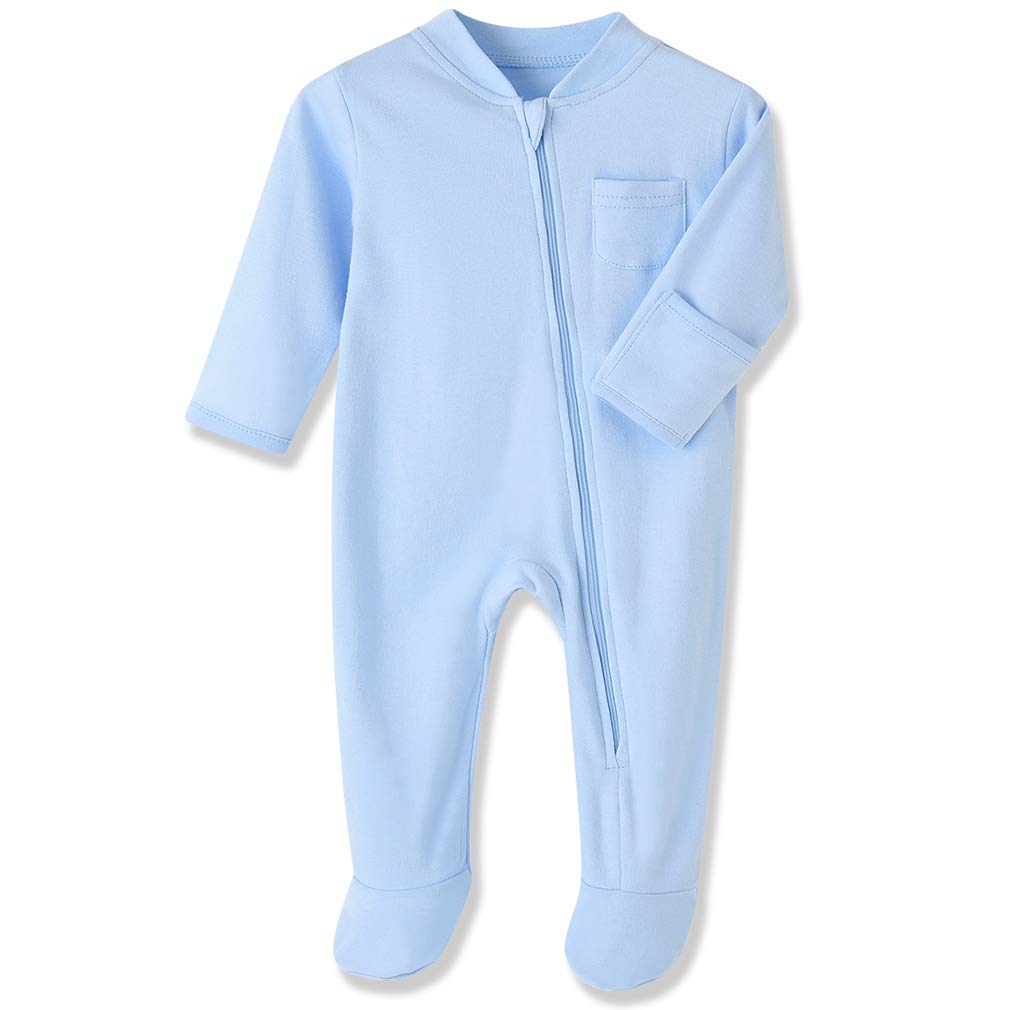 Eleven'S Kingdom Baby Boys Sleep And Play 0-3 Months Blue Baby Boy Cotton Footie WBBAPB08L21NPS4