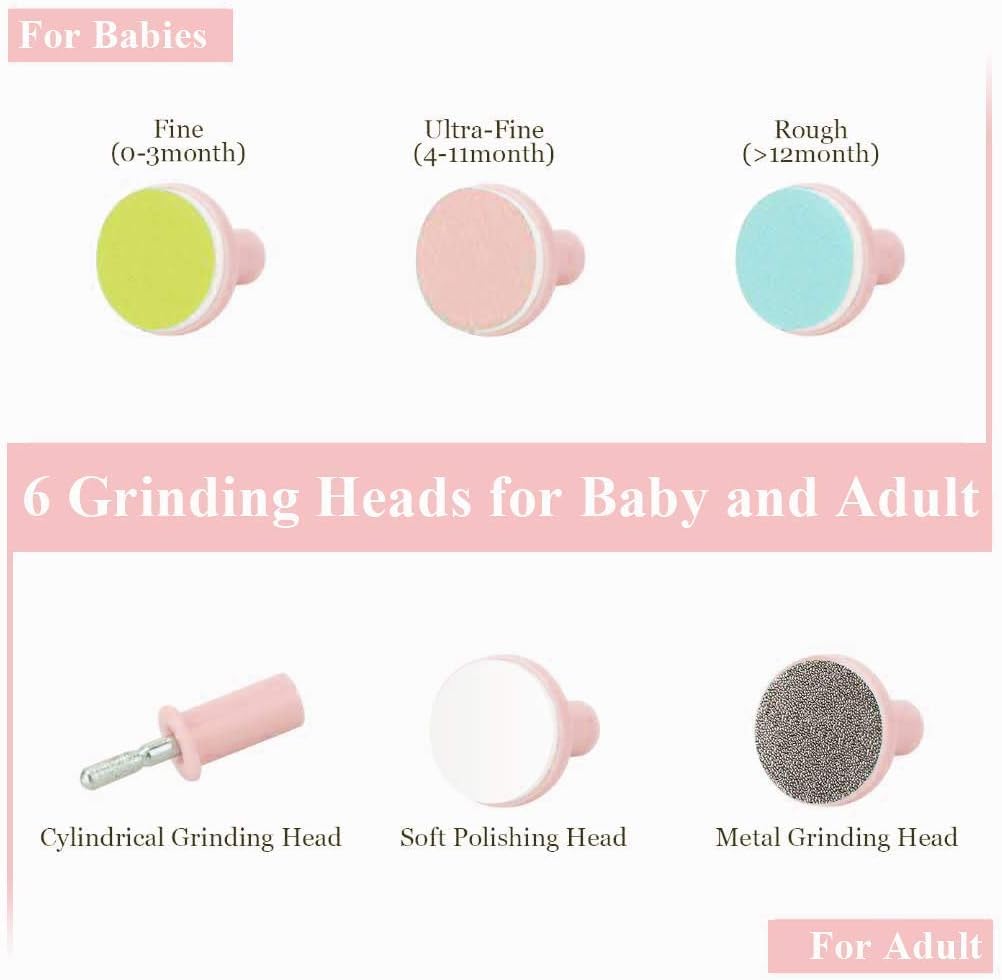 Baby Nail File Electric Nail Trimmer File Manicure Set, Toes Fingernails Care Trimmer With Led Light For Newborn, Kids And Adult