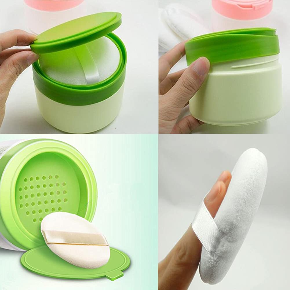 Green Plastic Empty Portable Baby Skin Care After-Bath Powder Puff Talcum Powder Case Container Dispensor Make-Up Loose Powder B