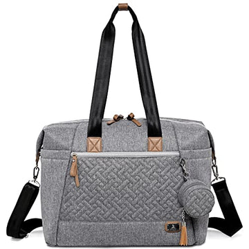 Dikaslon Diaper Bag Tote, Large Travel Diaper Tote For Mom And Dad, Multifunction Baby Tote Bag For Boys And Girls With Pacifier