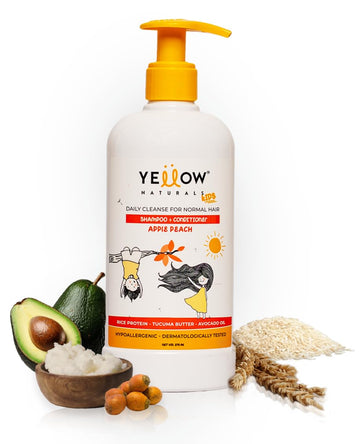Yellow Naturals Kids Shampoo For 4 To 12Yrs-275 Ml | Kids Conditioner, Ph Balanced, Rice Protein & Tucuma Butter, Sulphate & Par