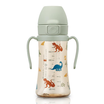 Grosmimi Flip Top Spill Proof Sippy Cup, Ppsu, Bpa Free, 10 Oz, Stage 2 Straw For Toddlers (Dinosaur)
