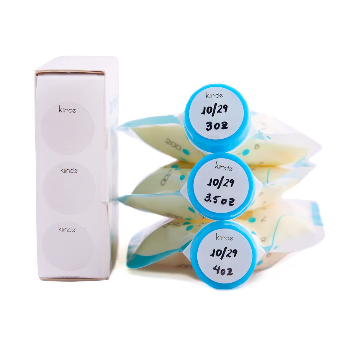 Kiinde Twist Cap Single-Use Write-On Labels For Breast Milk And Baby Food Storage Pouches (Pack Of 250) - Includes Label Dispens