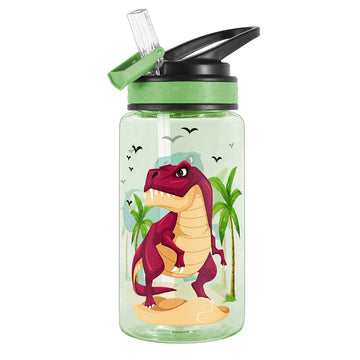 Home Tune Cute Water Bottle For Kids Girls Boys, Bpa Free & Sturdy Print & Leak Proof Flip Straw & Carry Loop & Easy Clean, 15Oz