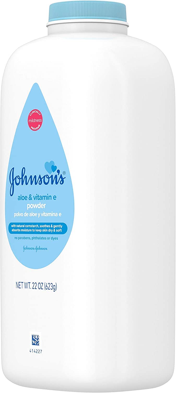 Johnson'S Baby Powder, Pure Cornstarch, Aloe & Vitamin E, 22 Ounce (Pack Of 2) - Packaging May Vary