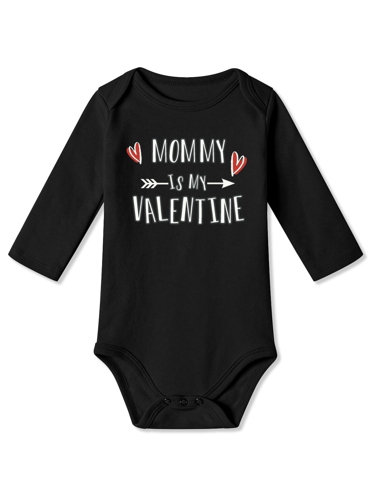 Besserbay Valentine'S Day Baby Long Sleeve Heart Bodysuit Infant Mommy Is My Valentine Envelope Neck Black Onesie 3-6 Months