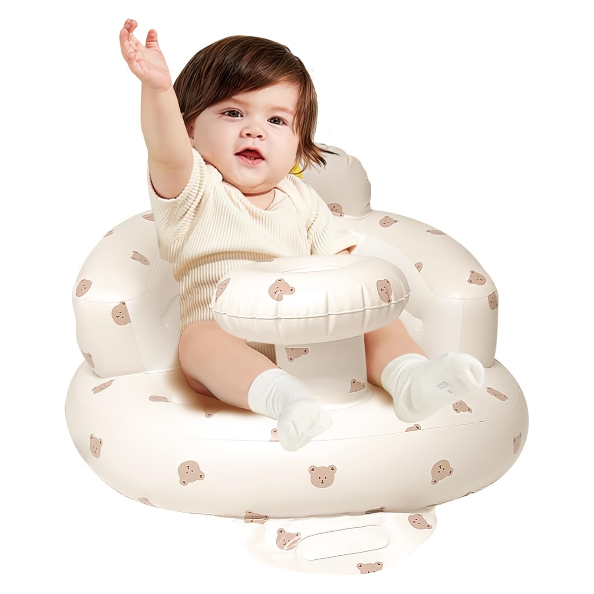 Inflatable Sit Up Chair For Babies 3-36 Months, Inflatable Baby Chair With Tray,Infant Back Support Sofa With Built In Air Pump