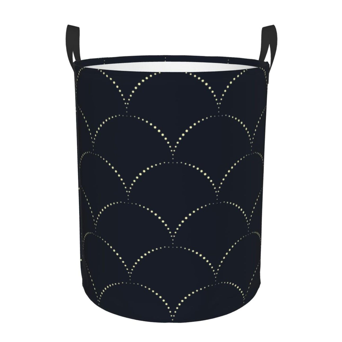 Pevtufa Black Fish Scales Foldable Laundry Basket Organizer,Fabric Clothes Toy Storage Basket Nursery Hamper Storage Bin For Hou