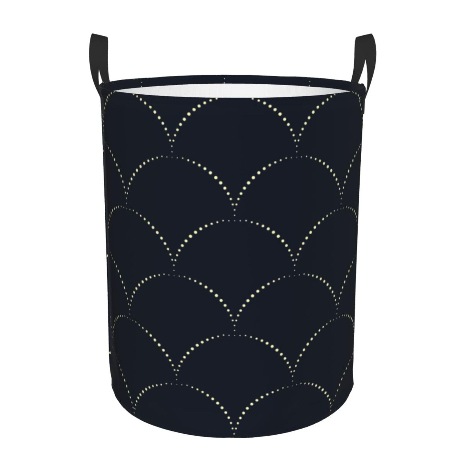 Pevtufa Black Fish Scales Foldable Laundry Basket Organizer,Fabric Clothes Toy Storage Basket Nursery Hamper Storage Bin For Hou