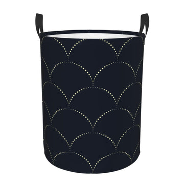 Pevtufa Black Fish Scales Foldable Laundry Basket Organizer,Fabric Clothes Toy Storage Basket Nursery Hamper Storage Bin For Hou