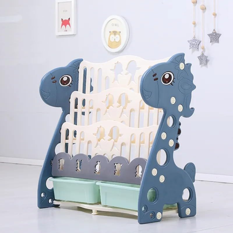 Metreno 4 Rack Book Shelf For Kids Room Plastic Kids Book Shelf Rack For Home Small Bookshelf For Babies Toy Storage Organizer W