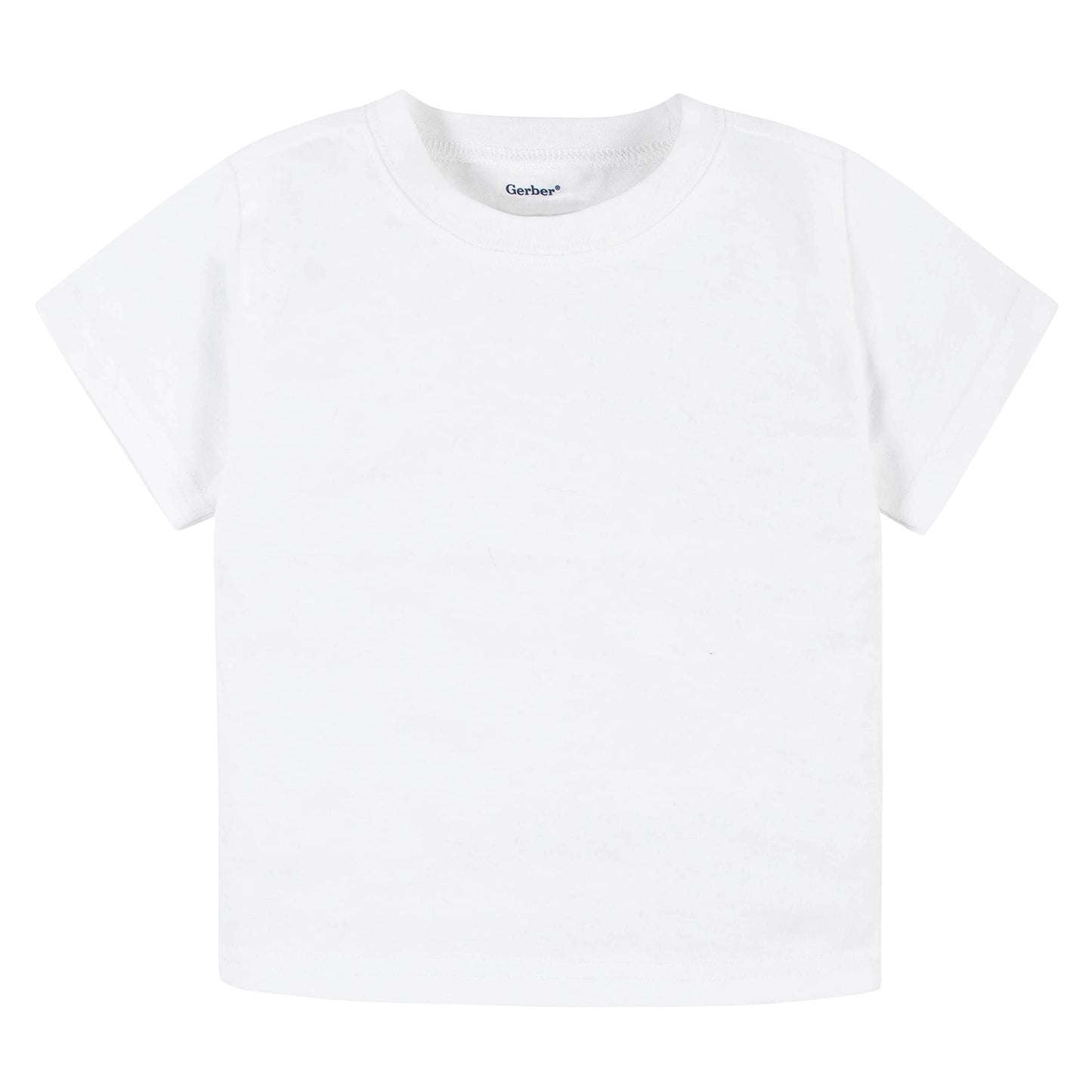 Gerber Baby Toddler 5-Pack Solid Short Sleeve T-Shirts Jersey 160 Gsm, White, 2T