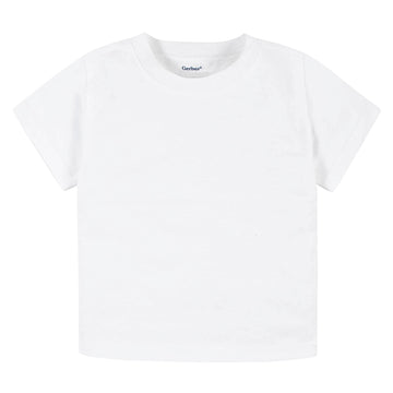 Gerber Baby Toddler 5-Pack Solid Short Sleeve T-Shirts Jersey 160 Gsm, White, 2T
