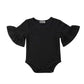 Mubineo Infant Baby Girl Basic Bell Short Sleeve Cotton Romper Bodysuit Tops Clothes (Black, 0-3 Months)