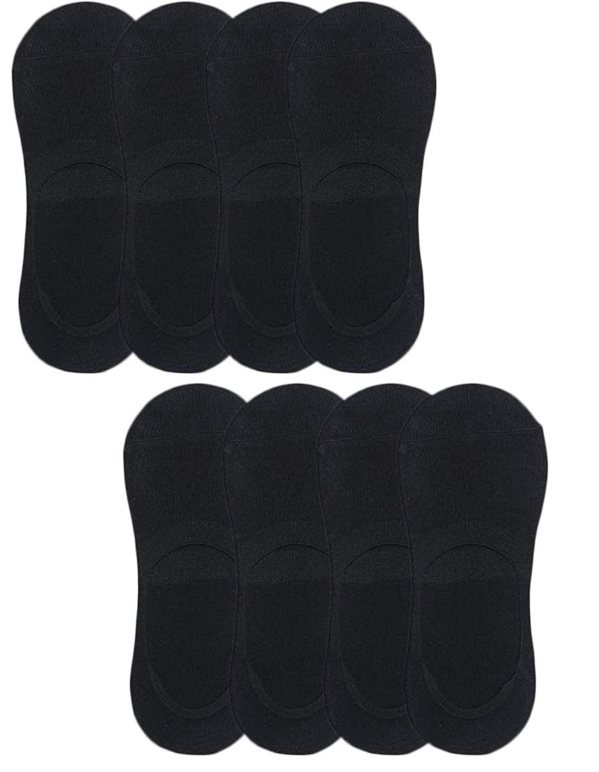 Cotson AntiSlip Unisex Cotton Invisible No Show Cotton Loafer Socks With Anti Slip Silicon Grip (Black) (8)