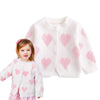 Simplee Kids Baby Sweater Heart Cardigan White Pink Heart Knit Coat For Winter Spring Valentine'S Day For 12-18 Month