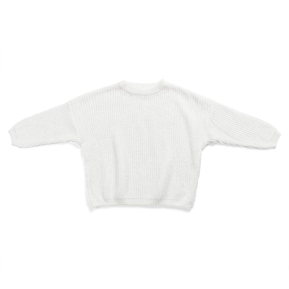 Afunbaby Baby Girl Boy Knit Sweater Blouse Pullover Sweatshirt Warm Crewneck Long Sleeve Tops For Infant Toddler (4-5T,A-White)