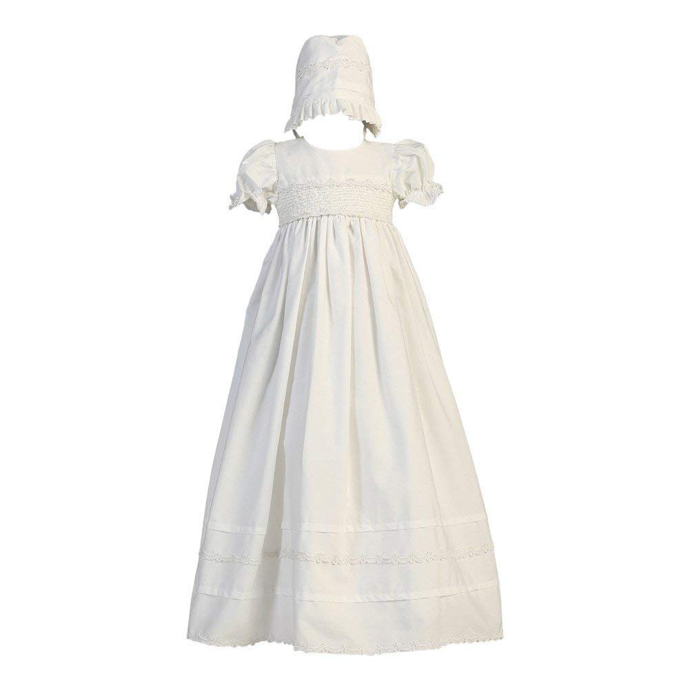 Lito Girls Cotton Christening Gown Dresses With Bonnet Set - Baby Or I – Cutebab WBBAPB002PINNGS