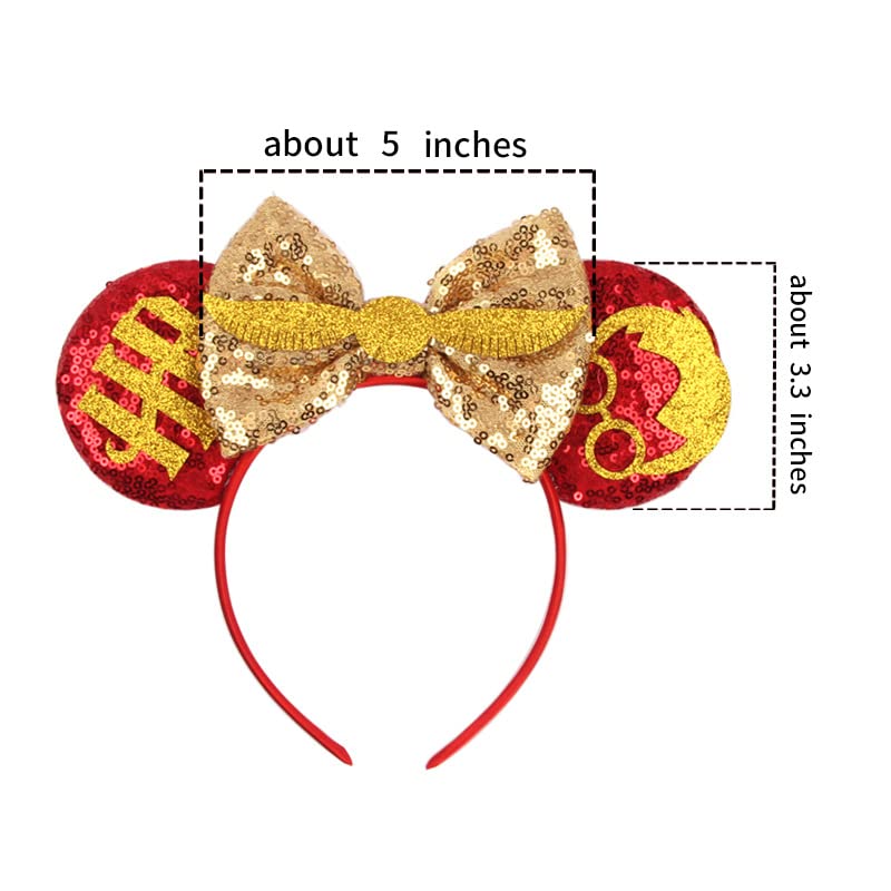 Foeran Mouse Ears Headbands Shiny Bows Mouse Ears Glitter Party Princess Decoration Cosplay Costume For Girls Women (Birthday Bo