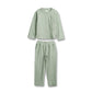 Cherry Crumble Green Embroidered Polyester Full Sleeves Round Neck Night Wear Regular Fit Lurex Embroidery Winter Nightsuit for 
