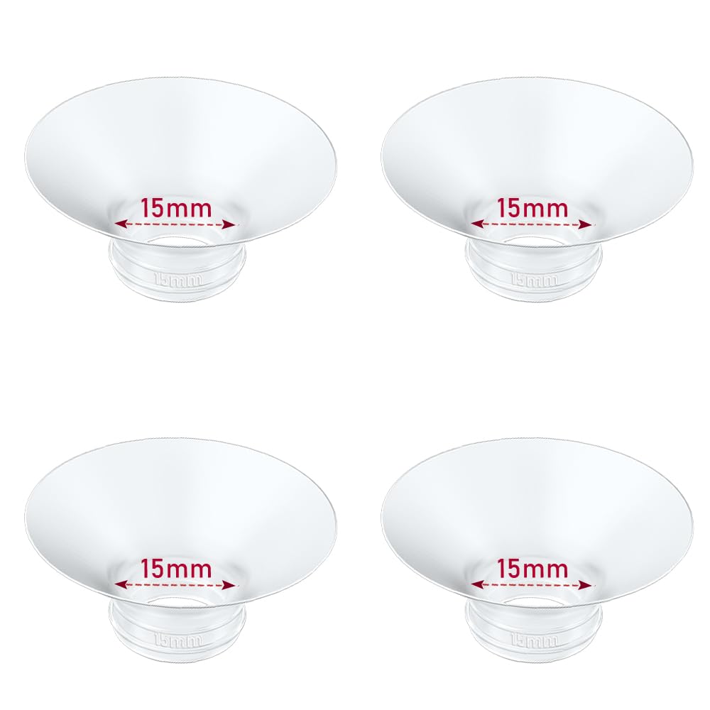 IVARONAL Flange Insert 4PCS 15mm Compatible with Momcozy M9/M6/M5/S12 Pro/V1 Pro/V2 pro, Spectra/Medela/Elvie/NCVI/TSRETE/eufy/L