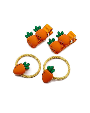 Baby Girls Carrot Hair Clips Pin Easter Bunny HairClips Carrot Hair Barrettes Pin JHE27 (4 Pcs-Set A)