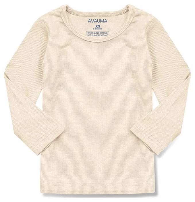 Avauma Baby Boys Girls Pajama Set Kids Toddler Snug Fit Ribbed Sleepwear Pjs For Daily Life Style (8 Years/Beige(L))