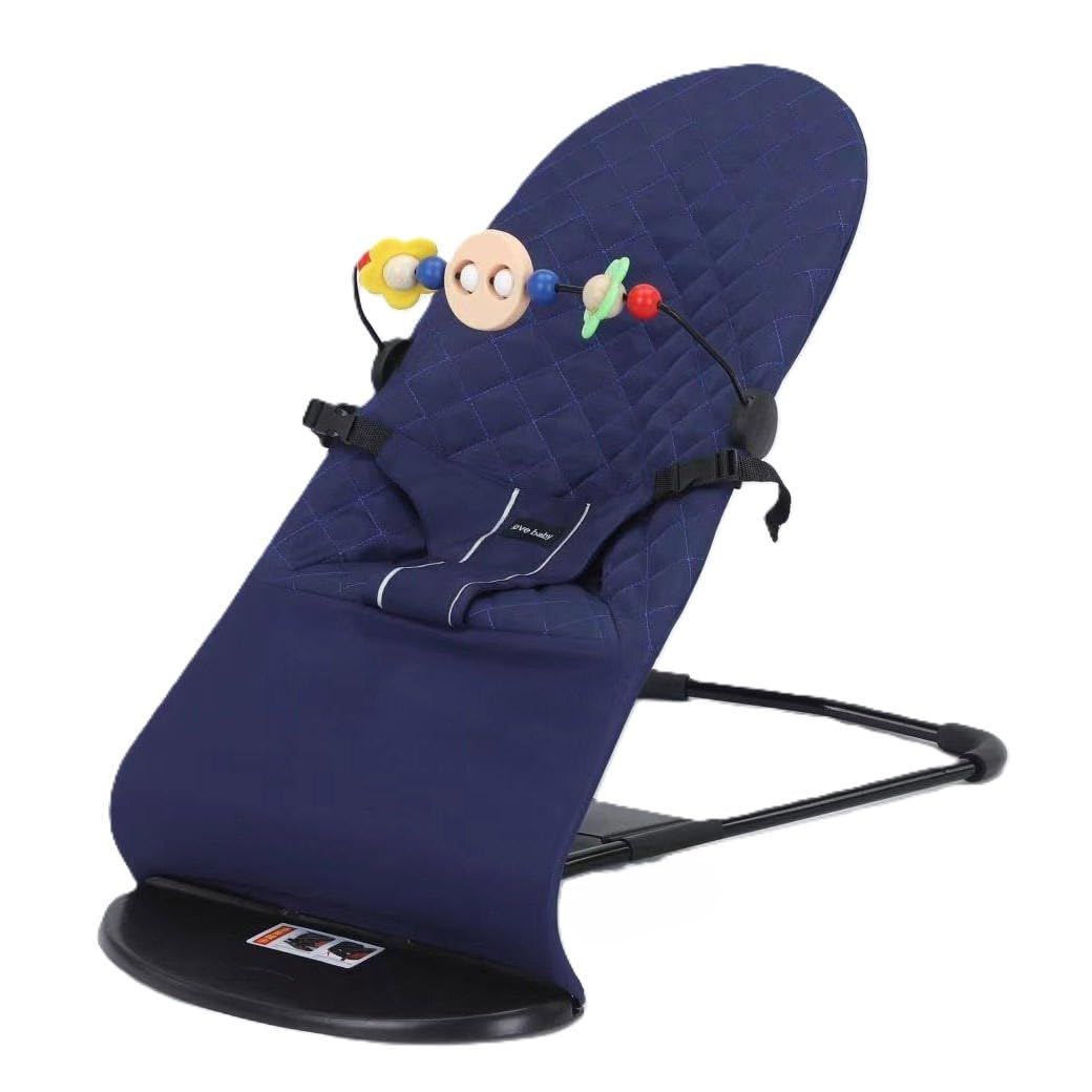Moppets DreamOn Infant Natural Swing Bouncer | Compact, Foldable And Multi Recline Back | With Removable Toybar/Fidget Bar (Blu