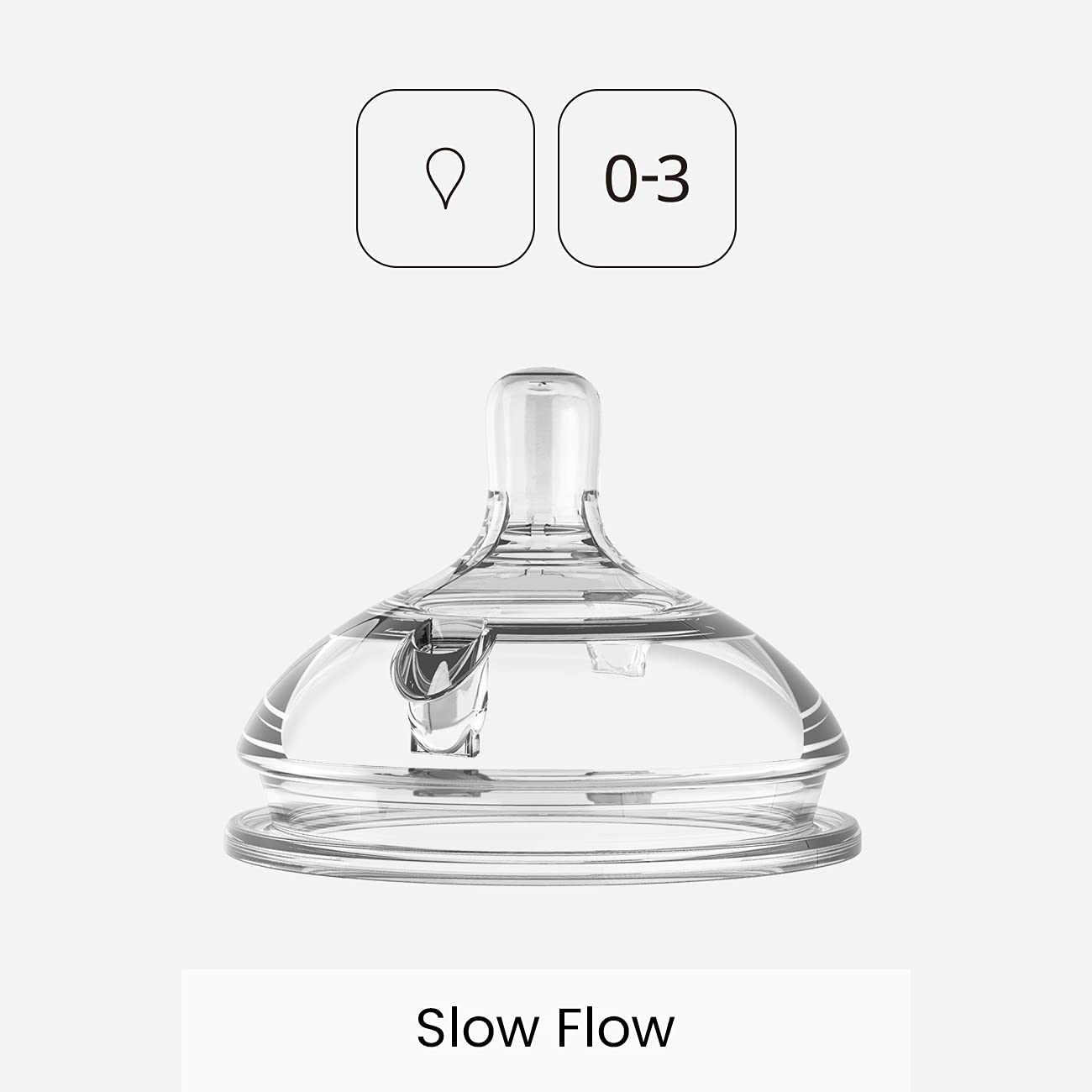 Comotomo Silicone Replacement Nipple, Slow Flow, 0-3 Months, 2 Count(Pack Of 1)