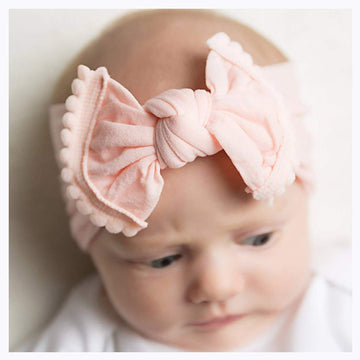 Canb Baby Hair Bow Headband Infant Toddler Bow Stretchy Knot Nylon Baby Headbands Baby Accessories (Pink)