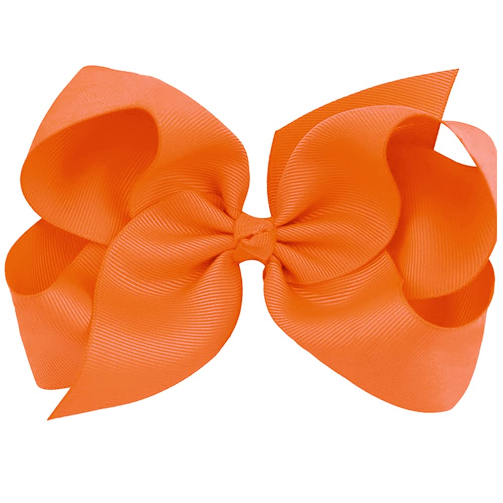 Oaoleer Big Hair Bows For Girls 12 Pcs 6 ' Orange Grosgrain Ribbon Large Boutique Bow Alligator Clips Hair Accessories For Todd