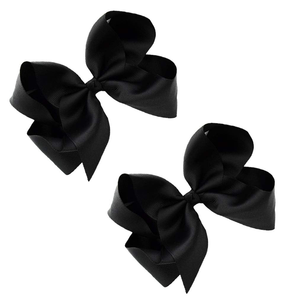 Deeka 2 Pcs 6' Big Hand-Made Grosgrain Ribbon Solid Color Hair Bows Alligator Clips Hair Accessories For Little Teen Toddler Gi