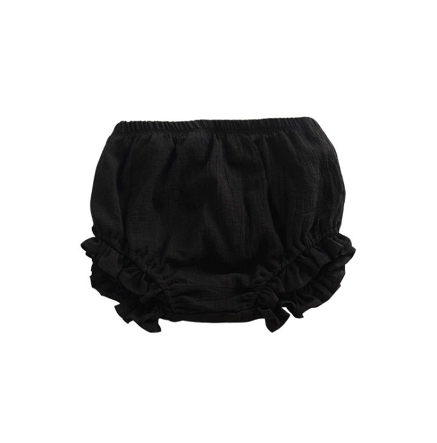 Ayiyo 2T Bloomers Newborn Toddler Kids Cotton Linen Shorts Diaper Cover(Black,100)
