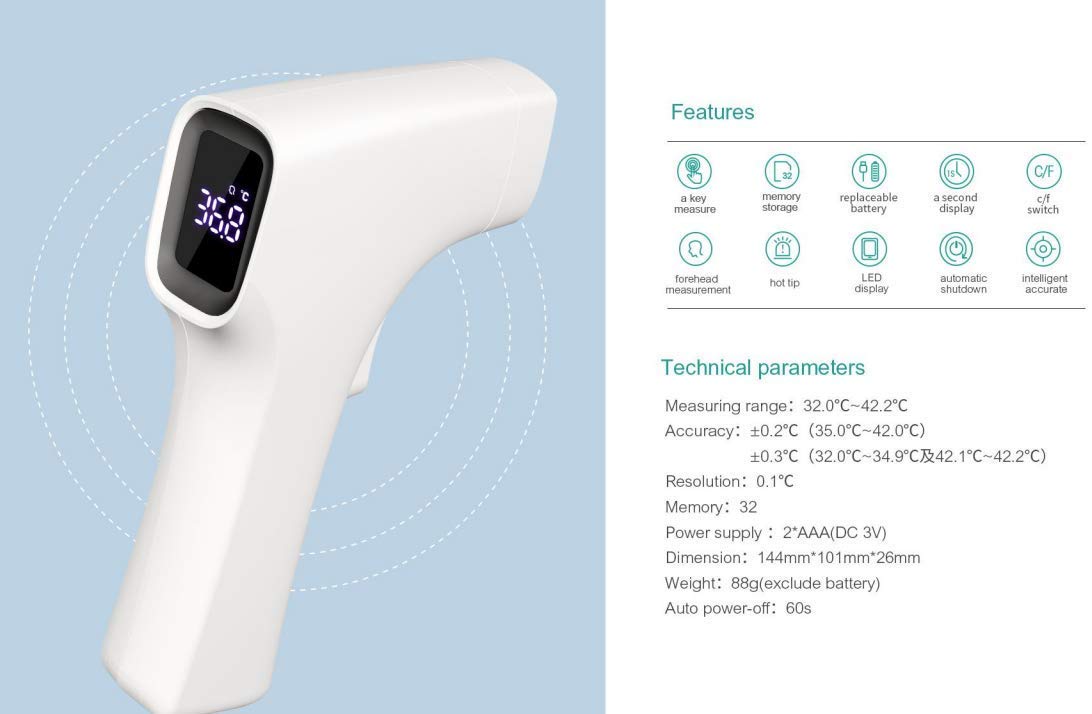 Bblove Non-Contact Infrared Forehead Digital Thermometer For Adults, Babies, Children, Kids