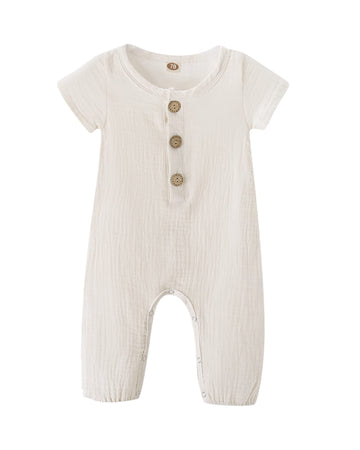 Saeaby Baby Girl Clothes Summer Outfit Infant White Jumpsuit Short Sleeve Romper Bodysuit Newborn Clothes One Pieces Outfit For