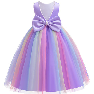 Jup'Elle Baby Girls Dresses With Pearls & Rainbow Color Tulle - Party Wedding Pageant Eastern Flower Girl 2 Years Birthday Dress