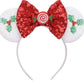 Clgift Christmas Mistletoe Minnie Holiday Minnie Ears, Silver Gold Blue Minnie Ears, Rainbow Sparkle Mouse Ears,Classic Red Sequ