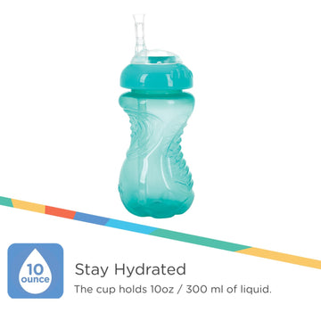 Nuby 3 Pack No Spill Flex Straw Toddler Sippy Cups - Toddler Cups Spill Proof With Easy And Firm Grip - Toddlers Cups - Aqua, Ye