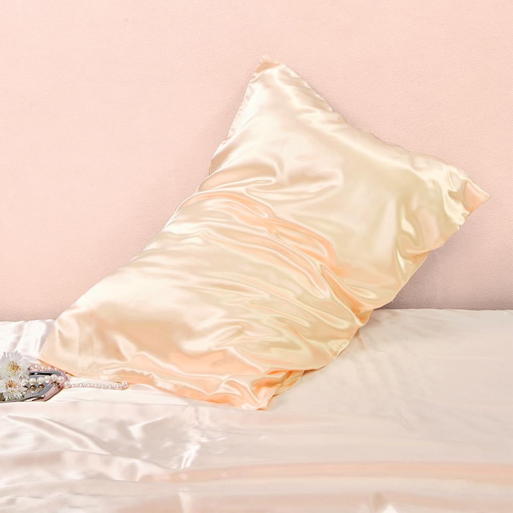 Toddler Pillowcase 14 X 20 2 Pack Satin Travel Size Pillow Cases Breathable Silky Soft Small Pillow Cases Flesh Color 14X20 Pill