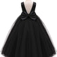 Baby Flower Girl Party Wedding Black Dress, Sleeveless Floor Length Tutu Tulle Dance Birthday Gown 2T