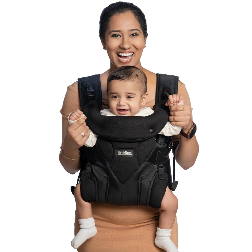 Littlebum Handsfree Black Shoulder Baby Carrier | Lightweight, Ergonomic, Adjustable & Durable, Lightweight, Breathable, Ideal F