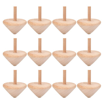 Nuobesty Wooden Spinning Top Unfinished Wood Tops Craft Gyroscopes For Diy Kids Children Toy Party Favor New Year 12Pcs