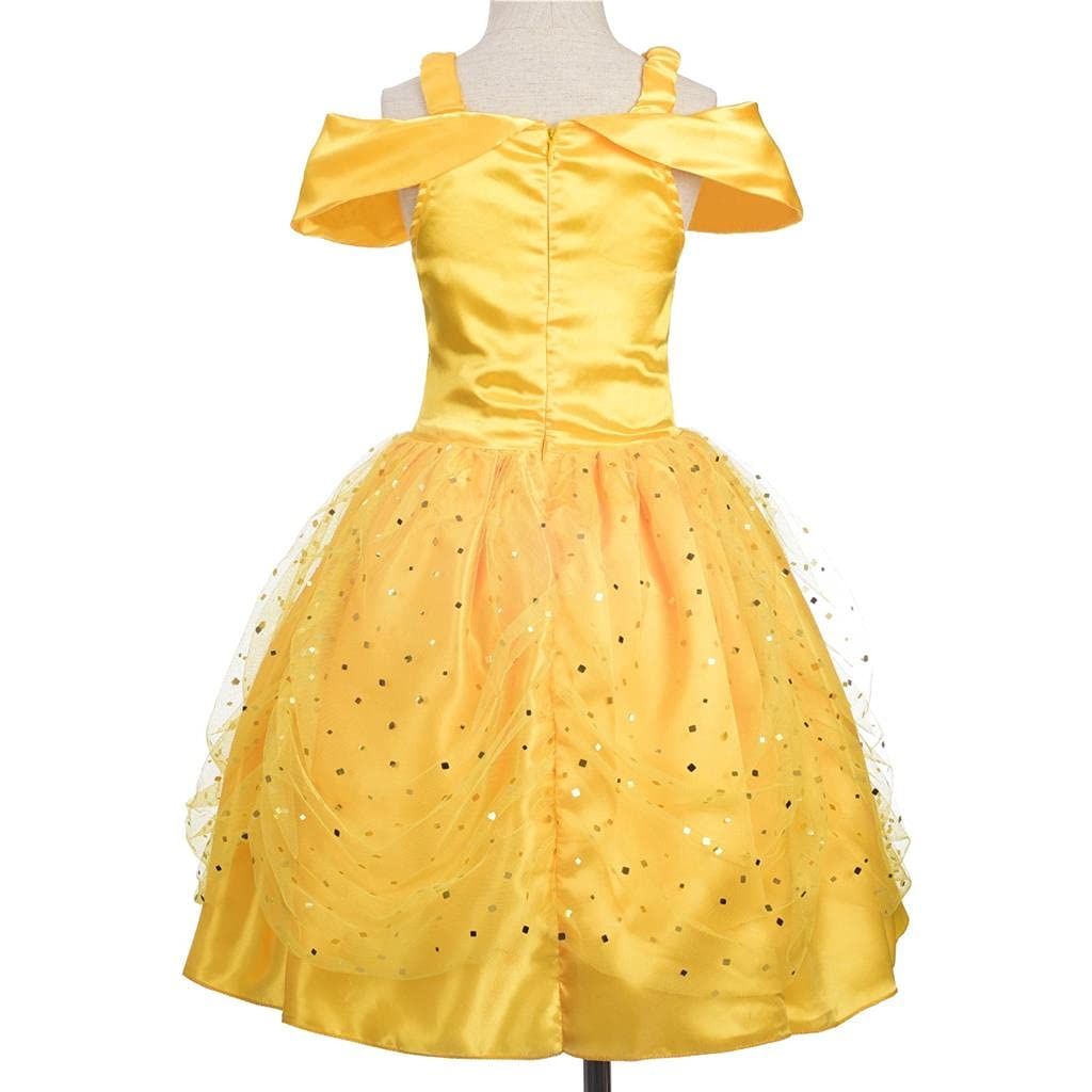 Dressy Daisy Toddler Girls Princess Dress Up Costume Gold Yellow Ball Gown Fancy Halloween Xmas Birthday Party Carnival Size 3T