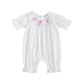 Lamuusaa Newborn Baby Girl Baptism Outfit Smocked Crosses Embroidery Romper One Piece Bodysuit Jumpsuit Summer Clothes (White, 3