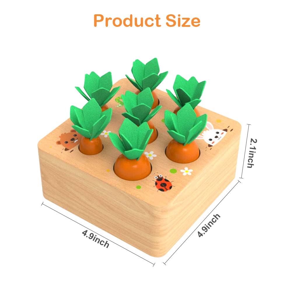 Montessoritoys for 1 Year Old, Wooden Toys Developmental Shape Sorting & Matching Puzzle Carrots Harvest Game, Birthday Gifts fo