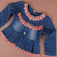 Yao 6M-4Y Infant 3Pcs Baby Girls Clothes Set Toddler Outfits Lace Dress Jacket And Jeans (1-2Y,Flower-Orange)