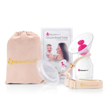 Naturebond Silicone Breast Pump With Lid, Stopper, Strap, Pouch Breastfeeding Essential Premium All In 1 Set 34Oz 100Ml (Premium